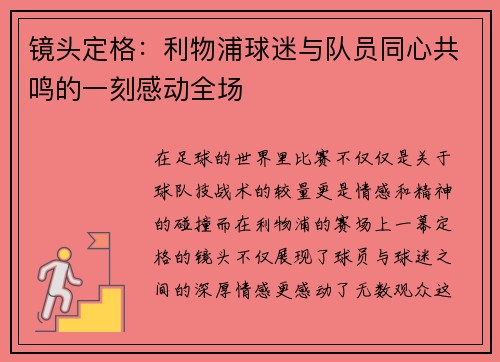 镜头定格：利物浦球迷与队员同心共鸣的一刻感动全场